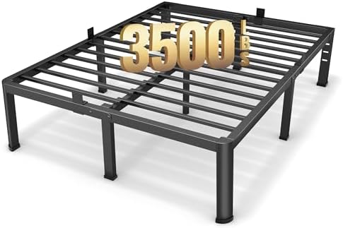 Superay 18 Inch Queen Size Metal Platform Bed Frame with Round Co...