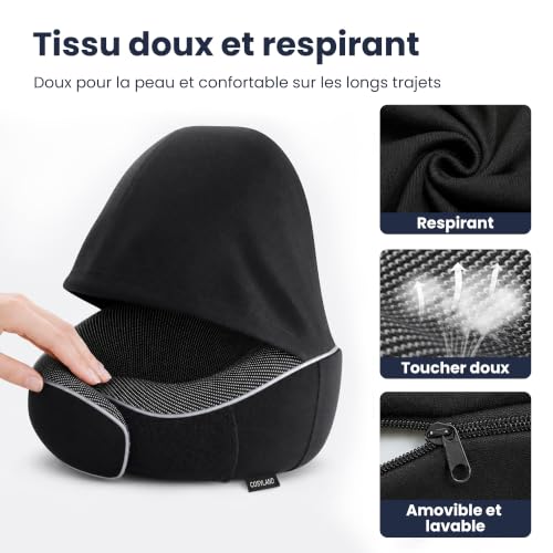 Coussin De Voyage Avion : COSYLAND Coussin de Voyage Cervical à Capuche en Mousse à Mémoire de ... – Image 7