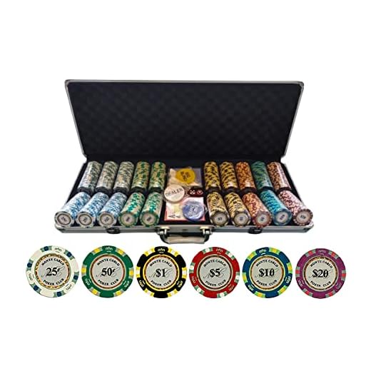 500 Piece Monte Carlo Low Denomination Poker Chip Set - 14g Heavy Clay Casino Grade Low Stakes Monte Carlo Poker Chips