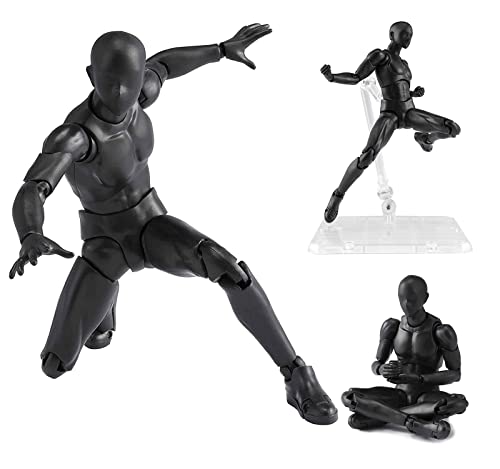 Artists Manikin Art Mannequin Figures Supplies Drawing Tools,Small Drawing Figure Model for Sketching,Painting,Action Figure Set(Black,Male)