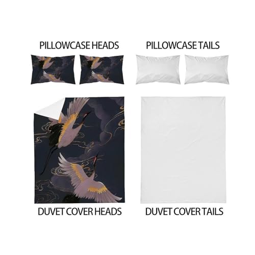 Parure de lit grue blanche 3 pièces en microfibre 260x220cm - 4