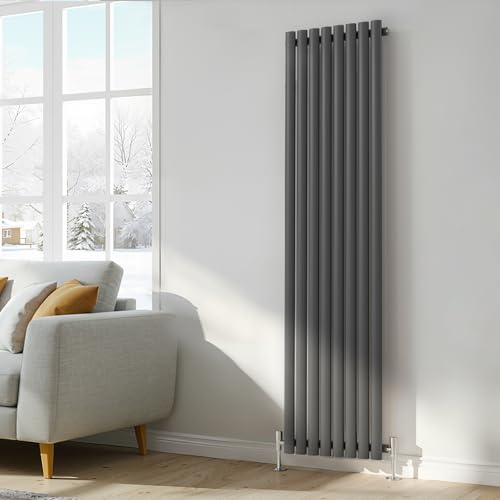 Heilmetz Designer Radiator Vertical Anthracite Radiators Column Radiator Oval Panel Rad Modern Heater Central Heating Systems 1800 x 472mm