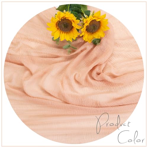 image for SAJOO 13ft Peach Cheesecloth Table Runner Boho Gauze Table Runner for 