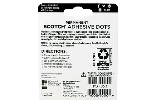 Scotch Adhesive Dots, Medium, 0.3 inches, 300 Dots/Pack, Easy Dispensing, Permanent, Photo-Safe, 1-Pack - Image 5