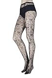  Oroblu - 1 par de medias con diseño de flores, talla L/XL, color negro