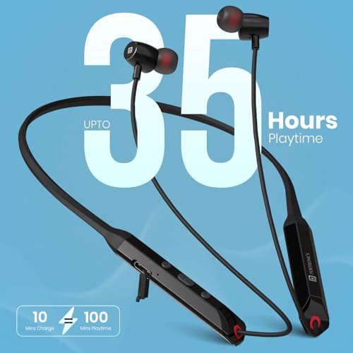 Image of Portronics Harmonics Z12 in Ear Bluetooth Neckband with Metallic Built & Hall Switch(ON /OFF),Upto 35 Hours Playtime, Gaming /Music Mode, Low Latency, Bluetooth Version 5.3V, Type C Fast Charging(Black)