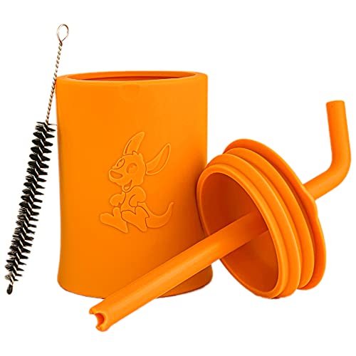 Kangookid Baby Straw Cup with Spill Proof Lid | BPA-Free Silicone Cup with Straw for Toddlers | 6.5 oz Training Sippy Cup | 6+ months