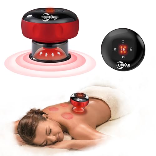 UFFAE 5-in-1 Electric Cupping Therapy Set, Smart Cupping Therapy Massager, 12 Levels of Suction Strength and Temperature Control，for Targeted Pain Relief, Portable Electric Cupping Device