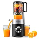 EUHOMY Extracteur De Jus Fruits Et LéGumes à Froid, Presse à Jus Lente Avec Goulotte 135 Mm, Extracteur Lent En Acier Inoxydable, Extracteur De Jus Appareil Facile à Nettoyer, Capacité 1,8 L, Noir