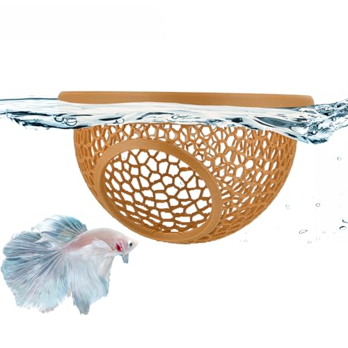 sicutoz Floating Betta Hide & Shrimp Cave – 3D Printed Aquarium Hammock, Feeder & Rest Spot – Floating Betta Log & Cave Decor for Nano Tanks, Corydoras, Shrimp & Small Fish – Safe PLA, Patent Pending