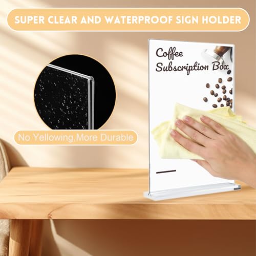 Samamoca 3 Stück T-Ständer Aufsteller Doppelseitiger Vertikaler Menükartenhalter,A4 Acrylic Table Sign Holders,Tischaufsteller,Plexiglas Aufsteller A4 Für Restaurants,Cafés,Büros,Fotos
