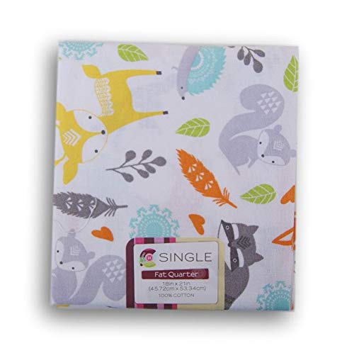 Creative Cuts Fat Quarters - Woodland Creatures on White