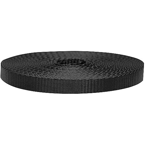 Strapworks Colored Flat Nylon Webbing - Strap for Arts and Crafts, Dog Leashes, Outdoor Activities – 3/4 Inches x 10 Yards, Black Cover