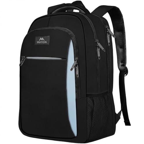MATEIN Business Rucksack Herren, 17,3 Zoll Schulrucksack und Lässig Rucksack mit Laptopfach, Wasserdichter Travel Backpack für Schule, Arbeit, Radfahren, Schulanfang, Uni und Reisen, Blauschwarz