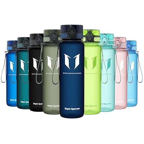 Sportowa butelka wody Super Sparrow -32oz - Plastik Tritan bez BPA - Otwiera się jednym kliknięciem - Wielokrotnego użytku z szczelną pokrywką - Do biegania, siłowni, jogi, na zewnątrz i na kemping