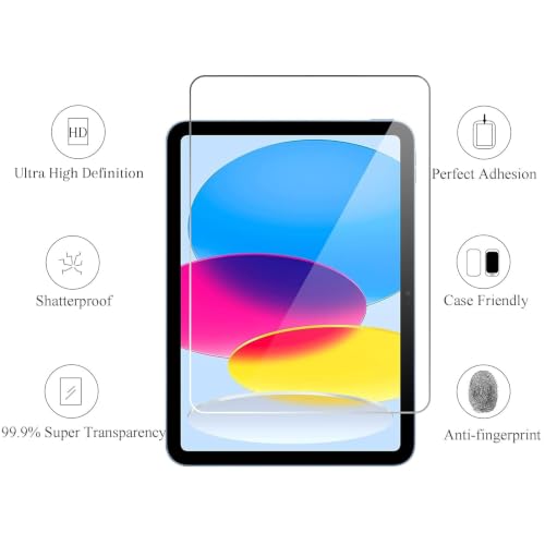 Image of Ailun 2 Pack Screen Protector for iPad 10th Generation 10.9 Inch Display 2022 Tempered Glass [Face ID & Apple Pencil Compatible] Ultra Sensitive Case Friendly [2 Pack]