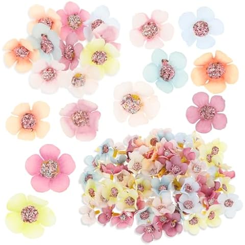 salbsever 100 Pcs Mini Fabric Flower Heads Cover