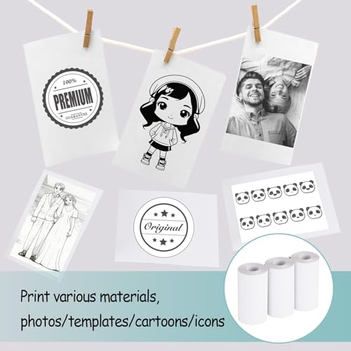 T02/M02X/M02L/M02S Nicht-klebe Papier für Mini-Drucker, 3 Rollen, 53 mm x 6,5 m, Haltbarkeit von 10 Jahren, Kompatibel mit Phomemo T02/M02X/M02L/Q02 Taschendrucker（Weiß）