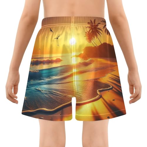 Boy Swim Trunks with Compression Liner Beach Sunset Landscape Boys Swim Shorts Quick Dry Beach Shorts3