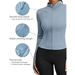 Athletic Jackets For Women Full Zip, Lightweight Long Sleeve Workout Jackets With Thumb Holes - Image 2