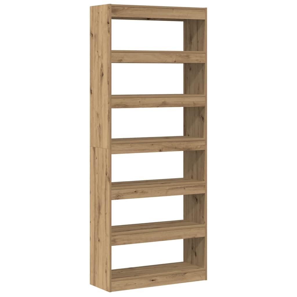 Estantería de madera robusta y diseño minimalista en acabado roble Artisan