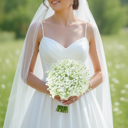 Yuanan Babys Breath 造花 150個 バルク フェイク ベビーブレス フラワー ベイビー ブレス ホワイト カスミソウ リアルタッチ ウェディングフラワーブーケ ウェディングパーティー ブーケ ガーデン ホームデコレーション - 11.8インチ [5]