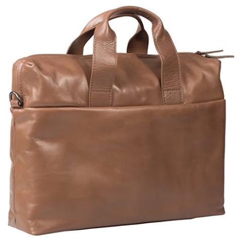 Hideonline Real Leather Laptop Messenger/Man Bag/Briefcase in Tan and Forest Green (Tan) Cover