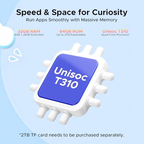 Image of P10 Kids Tablet for ages 3-7, Android 16 Tablet, Gemini AI, 10 Inch Tablet, 90Hz, 32GB RAM+64GB ROM, 7000mAH, 5G WiFi, Face ID, kids tablet with case,Includes a child protective case and pen, Blue