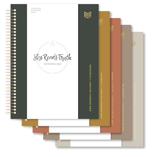Image of CSB She Reads Truth Spiral-Bound Notetaking Bible, Five-Volume Set, Hardcover, Black Ltr, Full Color, Inductive Layout, Wide Margins, Notetaking Space, Reading Plans, Scripture Art, Lay-Flat Spiral