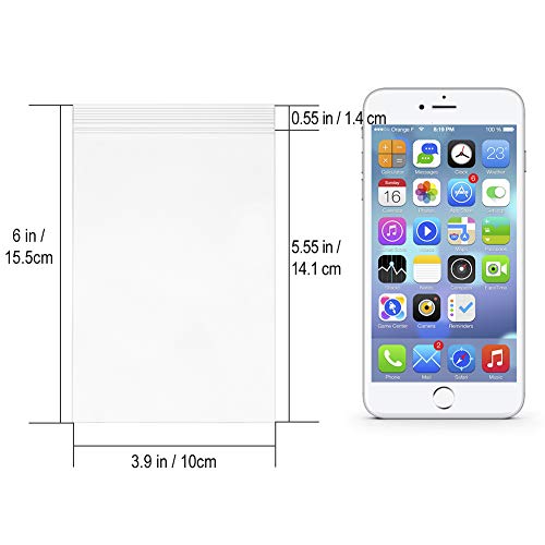 100pcs Clear Plastic Ziplock Bags 3.2 Mil Heavy Duty, 3.9 x 5.5 inch Reclosable Poly Storage Baggies for Travel Jewelry Beads Pills Vitamin