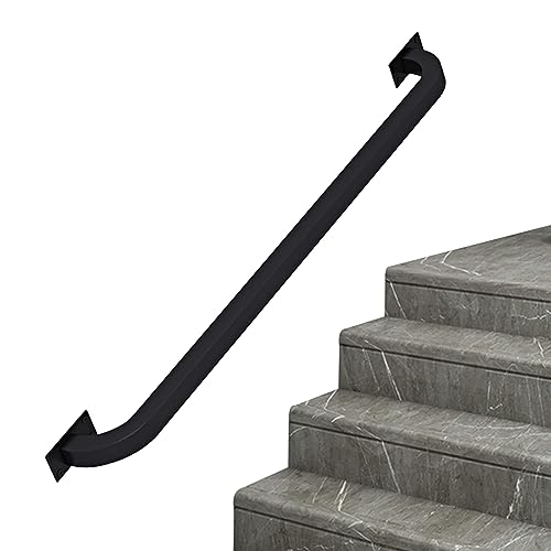 Barre d'appui extérieure noire en fer forgé de 280 cm pour escalier