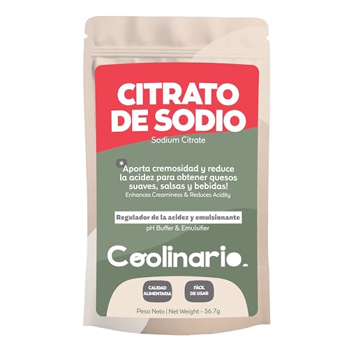 Coolinario Citrato de Sodio en Polvo (56 g) Emulsionante y Regulador de pH para Quesos, Salsas y Bebidas | Aporta Cremocidad | Cocina Molecular | Grado Alimenticio