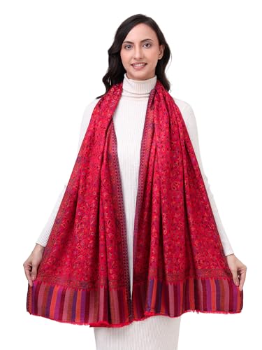 Image of EH Pashmina Stole, Reversible Jamawar weave in beautiful paisley & floral, very soft MODAL fabric, all season Stole, Scarf, Wrap.