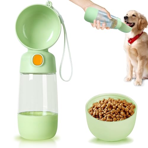 Botella de Agua para Perros, Botella de Agua Portátil para Mascotas con Recipiente para Comida, Bebe