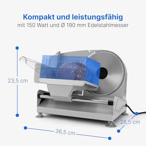 Clatronic 3585 Affettatrice Elettrica In Acciaio Inox Regolabile Taglio Disco 19 Cm 150 W Steel 11 Fluid_Ounces Sinteticoclatronic Ma 3585 Electric 150W Metal - 8