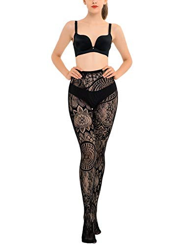 Image of HONENNA Patterned Fishnets Tights Black Pantyhose Stockings for Women, 1-6 Pairs