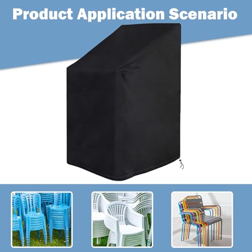 Timisea Schutzhülle für Gartenstühle, Wasserdicht & UV-beständig, 420D Oxford – Für Stapelstühle, 75x75x120cm