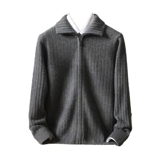 Men's Thickened Wool Sweater Business Casual Zipper Lapel Cardigan Long Sleeved Warm Knit Tops