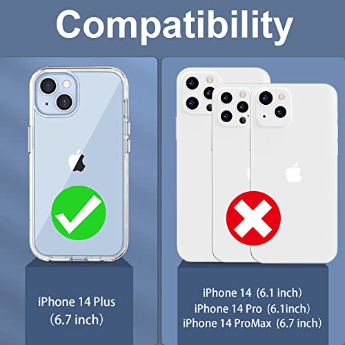 Anuck Case For Iphone 14 Plus Case 6.7 Inch, Crystal Clear Heavy Duty Defender Phone Case 3 Layer Shockproof Full-Body Protective Case Hard Pc Shell & Soft Tpu Bumper Cover For Women Girls, Clear #TOP5