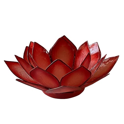 Om Gallery Capiz Shell Lotus Flower Decor Tealight Candle Holder for Serene Ambiance - Handmade Decorative Candle Holders for Meditation, Yoga, and Relaxation, Horizon