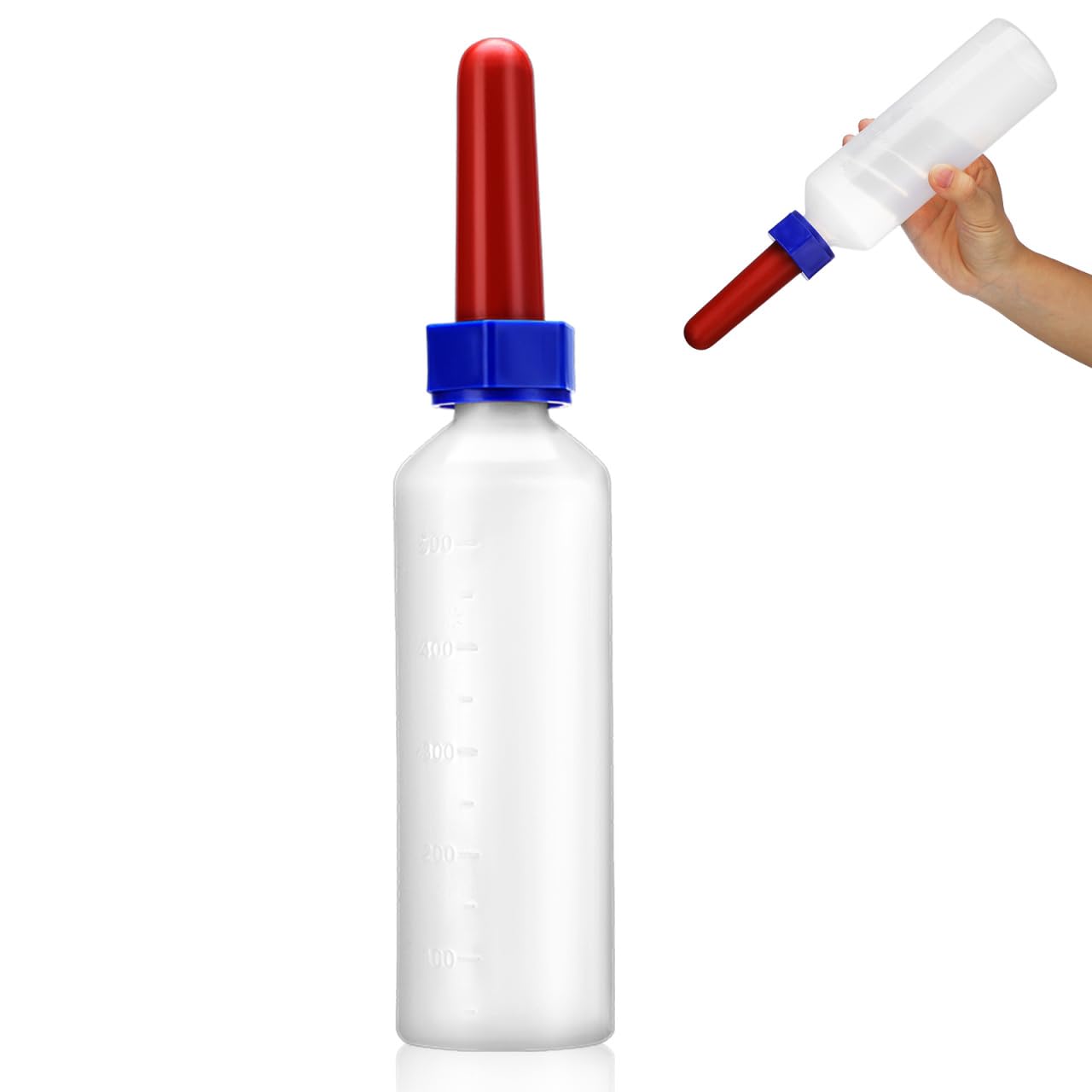 Yardwe Bouteille de traite 500 ml pour veaux, biberon d'élevage nutritif et de lait à nourrir – Idéal pour les petits animaux, les chats, les chiots, les chèvres et les moutons Feeder pratique pour