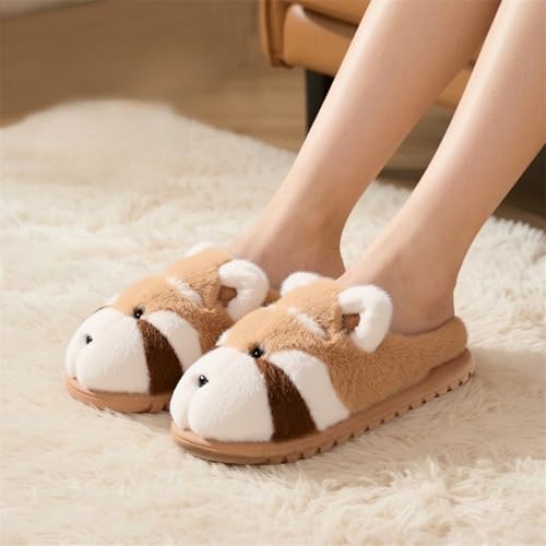 Animal Slippers For Women Cute Dog Fluffy House Cartoon Warm Bear Shoes Indoor Non-Slip Sole2