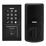 Weiser SmartCode Matte Black Keyless Entry Door Lock/Deadbolt Lock, 10-Button Touchpad Door Lock with Backlit Keypad, Up to 50 User Codes, Electronic Door Locks for Front Door, Modern Home Décor