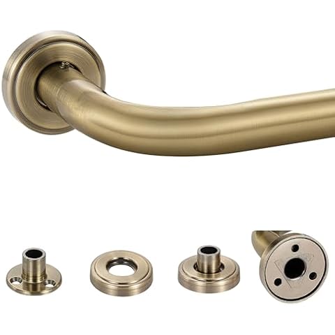 Mayrhyme Antique Bronze Wrap Around Curtain Rod,1 Inch Diameter Curtain Rod for Windows 28 to 150 Inch, Adjustable Blackout Curtain Rod with Zinc Alloy Double-deck Finials and Aluminum Center Brackets Cover