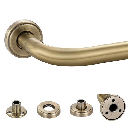 Mayrhyme Antique Bronze Wrap Around Curtain Rod, 1 Inch Diameter, 28 to 56 Inch, Adjustable Blackout Curtain Rod with Zinc Alloy Double-deck Finials and Aluminum Center Brackets