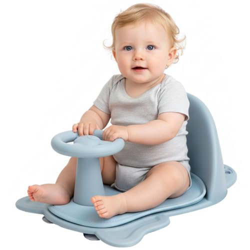 Chaise de bain sécurisée enfant et siège bébé bleu avec dossier stable