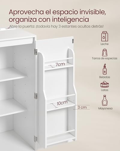 Mueble cocina con cajón y puerta estante para microondas blanco 7