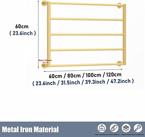 Wall Mount Storage Organizer, Space-Saving Display Rack for Scarves, Shawls, Belts, Towels, Ideal for Home and Retail Use,Gold-60x60cm-5 Tier