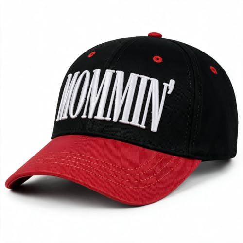 Image of Mommin Trucker Hat for Women, Vintage Two-Tone mom hat with Mommin 3D Embroidery, New Mom Gifts Mothers Day Outfits