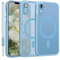 Cover Magnetica per iPhone XR Compatibile con MagSafe, Custodia per iPhone XR Traslucida Opaca Case Ultra-Sottile Anti-Scivolo Resistente, Blu